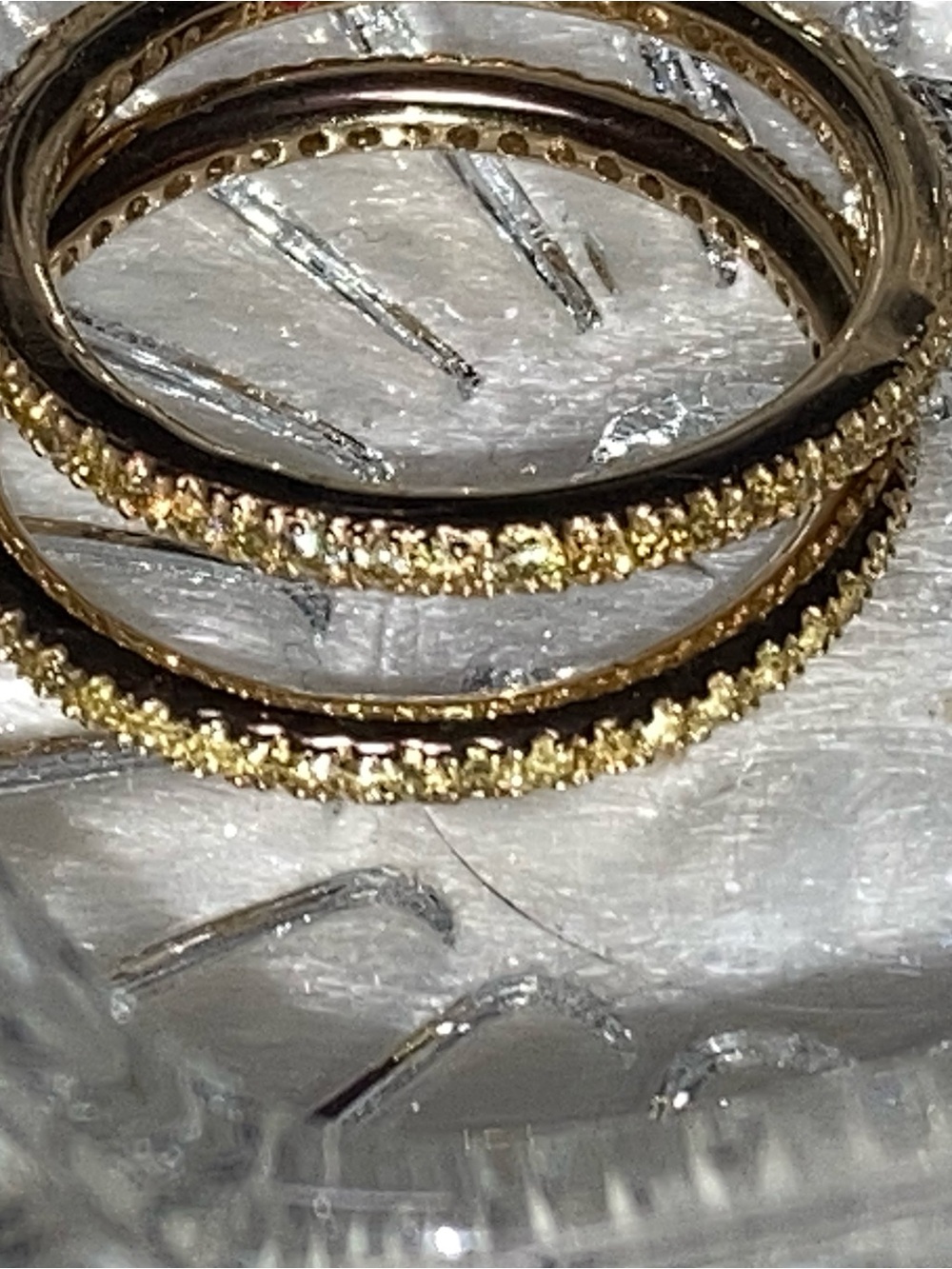 Gold Crystal-Accented Women's Stacking Ring Set